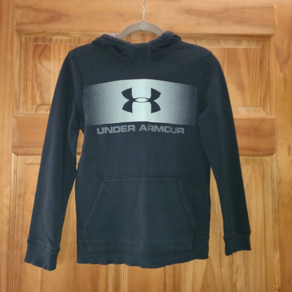 Boys Under Armour Loose Black/White Hooded Sweatshirt